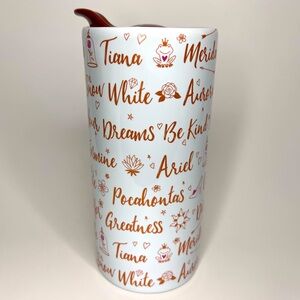 Disney Parks Rose Gold  Princess Names Signature Travel Tumbler New SEE NOTES